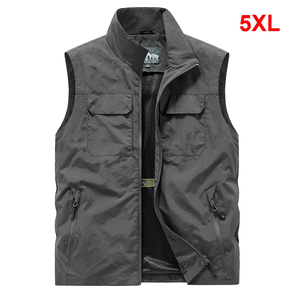 

Cargo Vests Men Outdoor Fishing Vest Plus Size 5XL Fashion Casual Sleeveless Jacket Male Summer Quick Drying Vest Big Size 5XL
