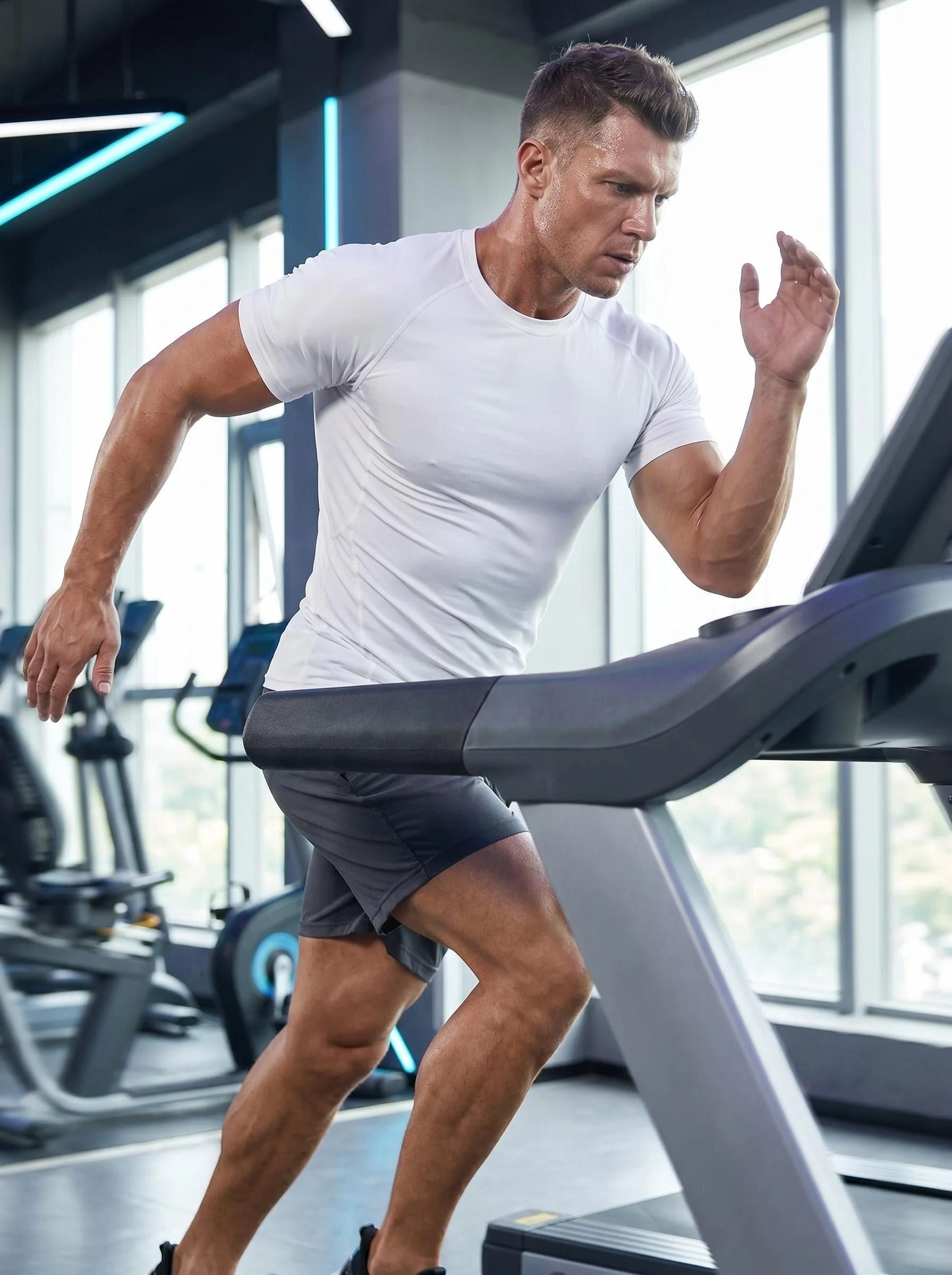Summer men's short sleeved T-shirt running compression sportswear breathable quick drying exercise top fitness training clothing view 6