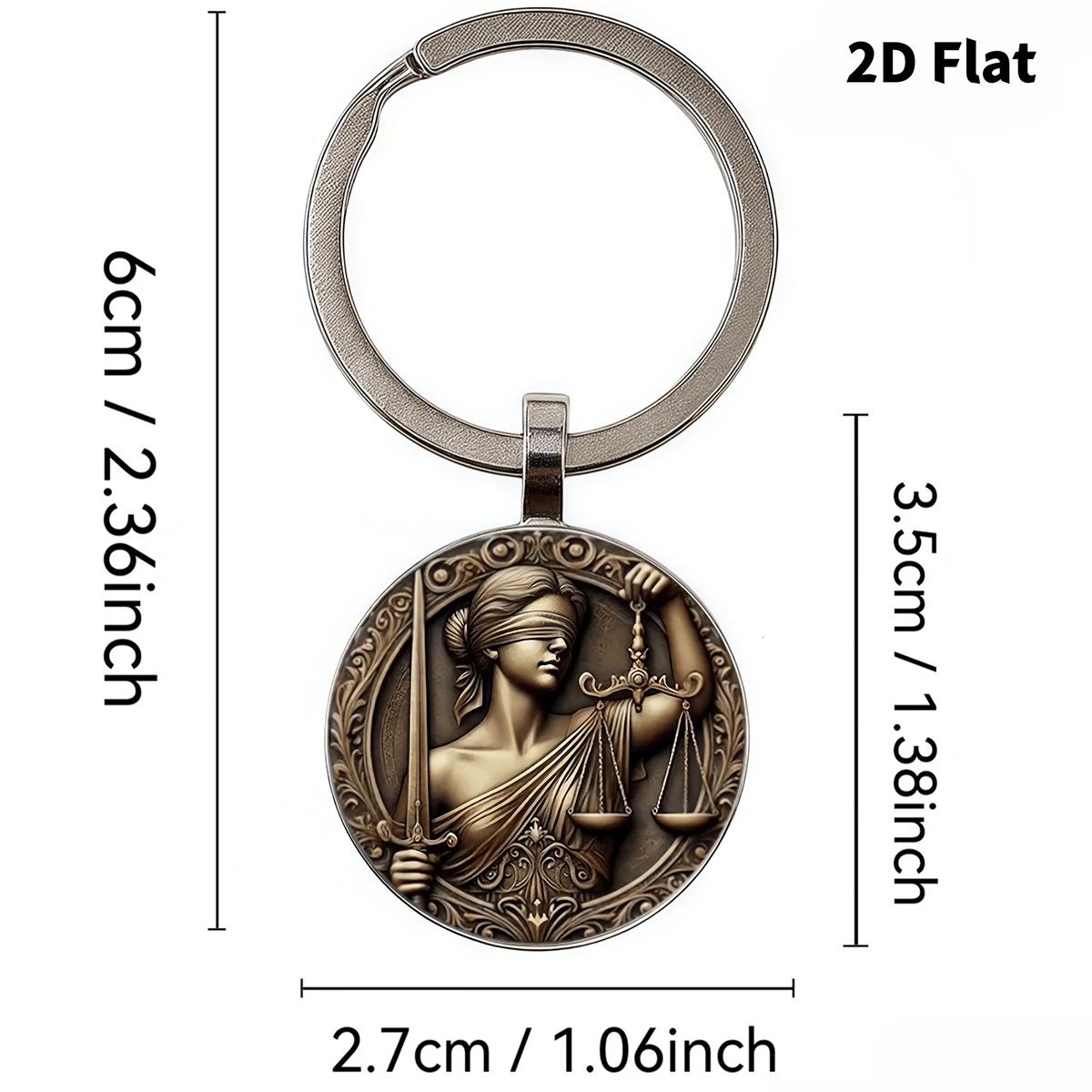 سلسلة مفاتيح سيدة العدالة، آلهة معصوب العينين مع موازين العدالة من سبائك الزنك هدية للمحامين والقضاة #3