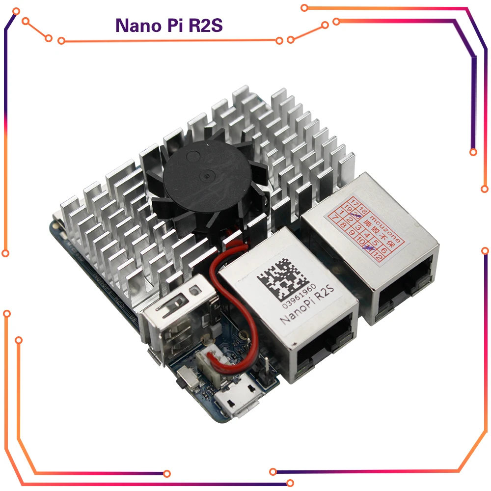 

NanoPi R2S Rockchip RK3328 with CNC Metal Case Mini Router Dual Gigabit Port 1GB SBC OpenWrt System