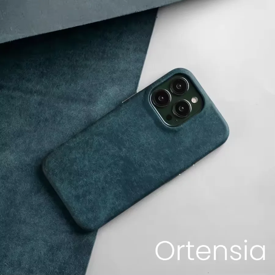 

Handmade Italian Pueblo Genuine Leather Case for iPhone 14 Pro Max Magnetic Luxury Frosted Cowhide Phone Cover Olme Ortensia