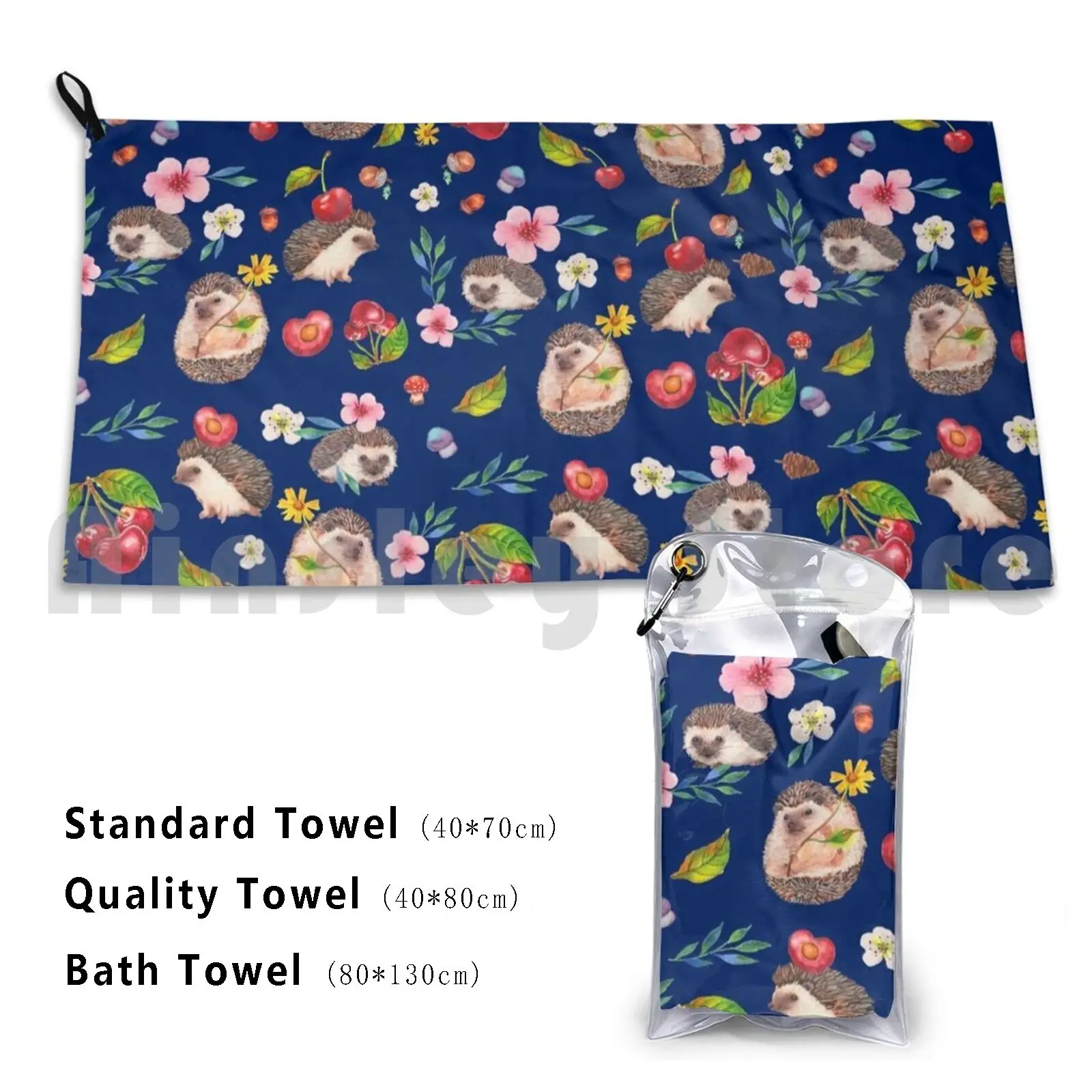 Towel Hedgehog With Cherries 766 Hedgehog Watercolor Plant Forest Animal Autumn Background