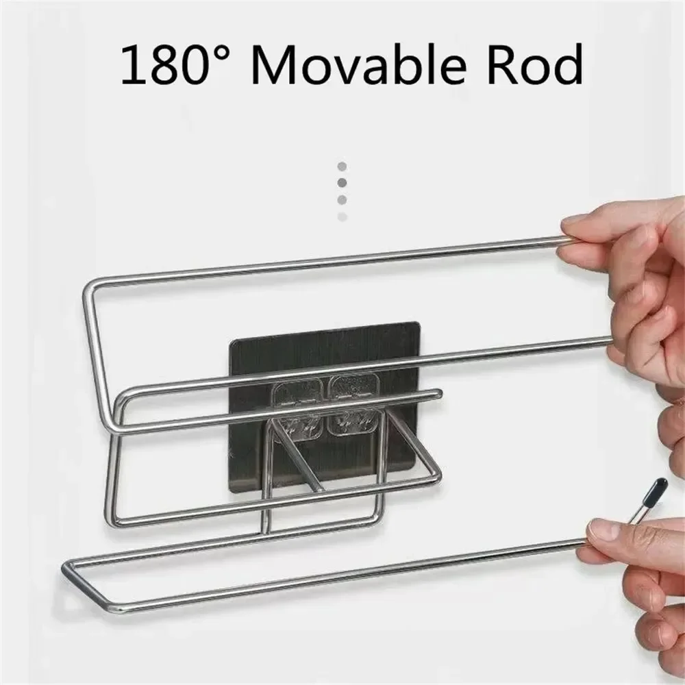 Hot Sell 1Pcs Adhesive Paper Towel Holder No Drill Roll Tissue Dispenser Rack for Kitchen Cabinet Bathroom Napkin Storage Home O