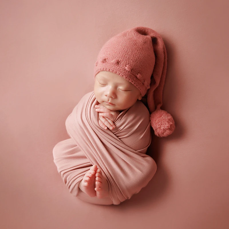 Fotografía de bebé recién nacido, envoltura suave elástica de algodón, gorro tejido con tema dulce, pantalones, calcetines para piernas, conjunto de accesorios de fotografía de estudio infantil