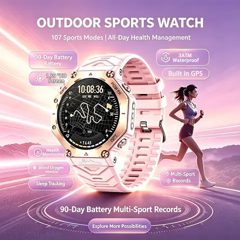 GEJIAN 2026 New Built-in GPS Outdoor Sports Smart Watch With Altitude Pressure Compass Offline Voice Assistant 3ATM Smartwatch