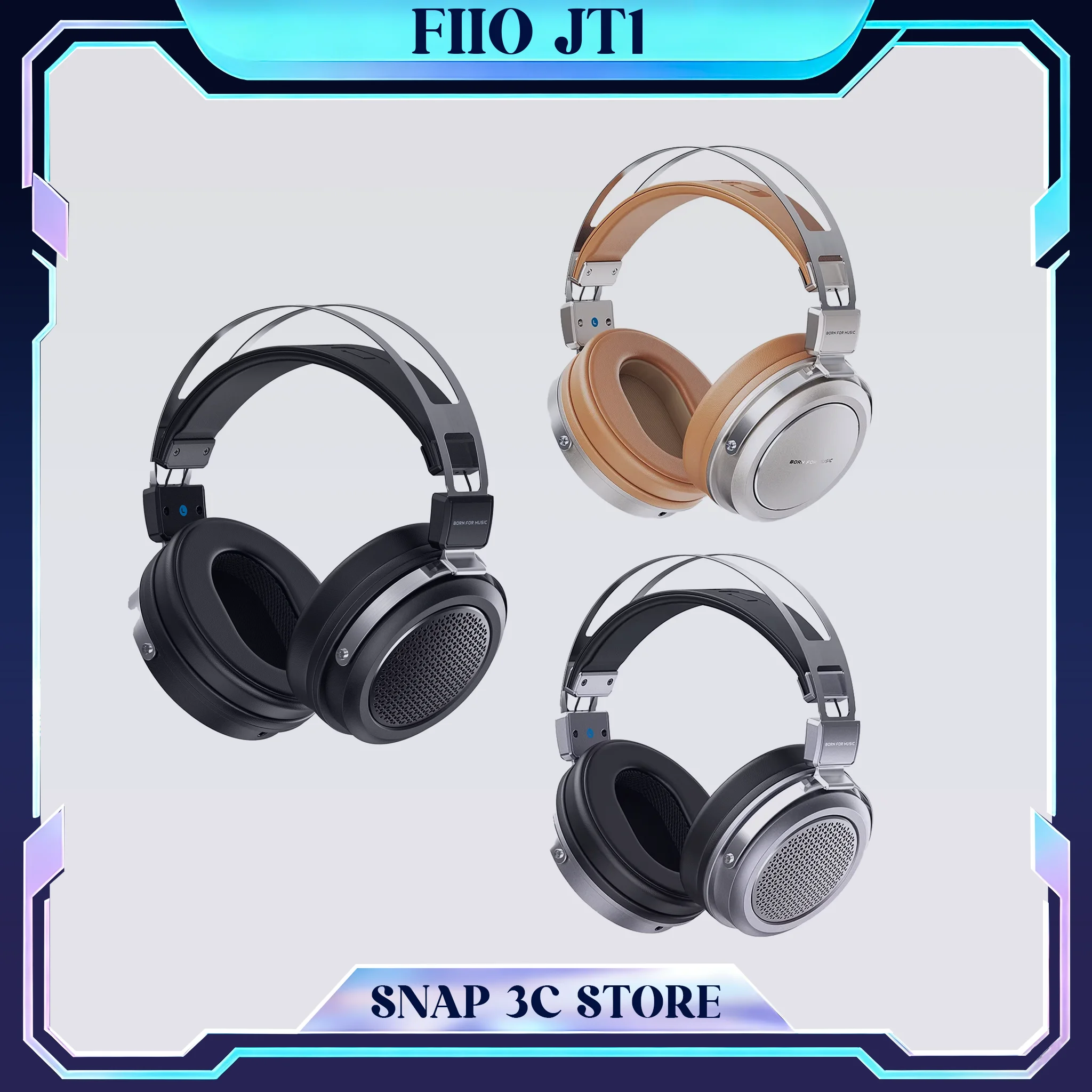

FiiO JT1 Studio Monitor Headphones 50mm Dynamic Driver Closed Back Hi-Res Wired Headset For Mixing DJ Gaming PC Mac