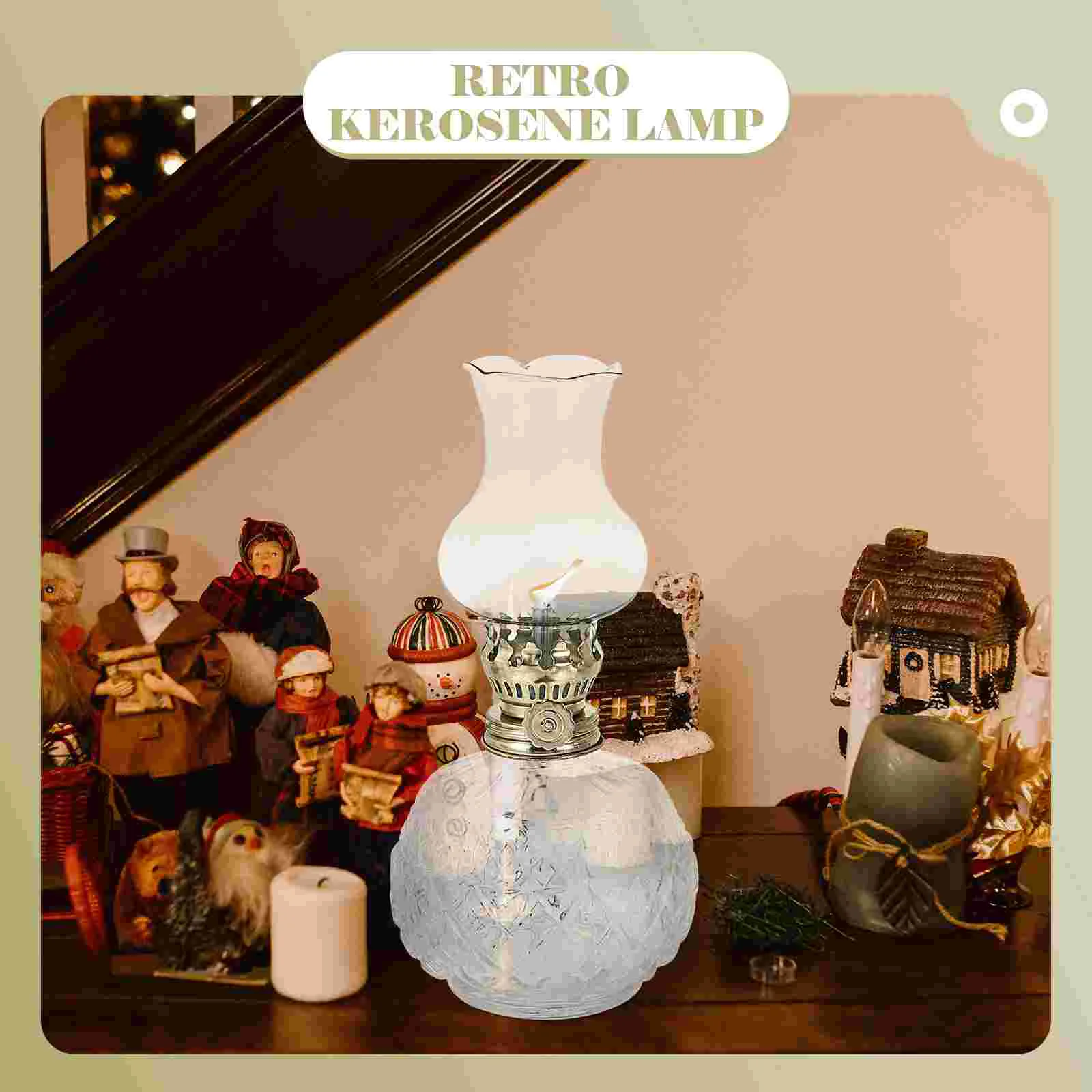 گلاس کیروسین لیمپ آئل لالٹین ونٹیج آؤٹ ڈور لالٹینز کور ریٹرو ہوم ہیٹر