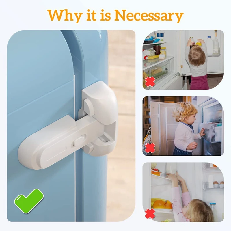 2Pcs Safe Fridge Lock, Child Proof Refrigerator Freezer Door Lock, Protect Refrigerators With Sealing Strips