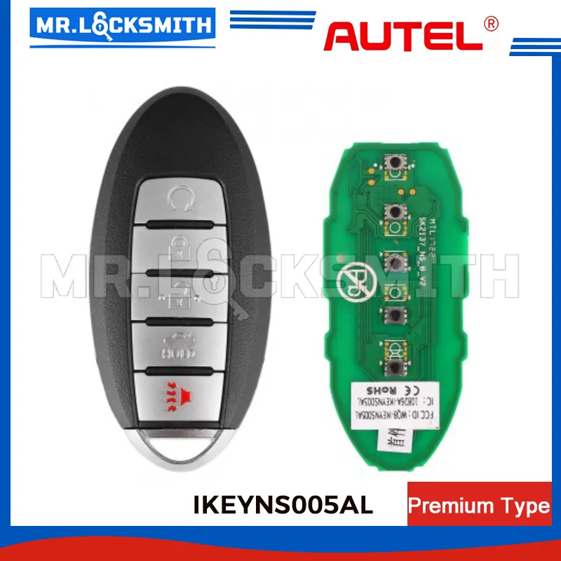 1PCS IKEYNS005AL Universal Smart Remote Key 5 Buttons For Nissan Work For Autel Smart Key For KM100 IM508 IM608 KM100E