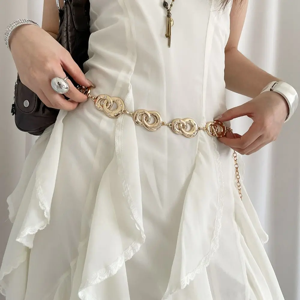 

Elegant Metal Circular Ring Waist Chain Gold/Silver Jewelry Accessory Bohemian Body Chain Waistband Belly Chain Dress Belt Chain