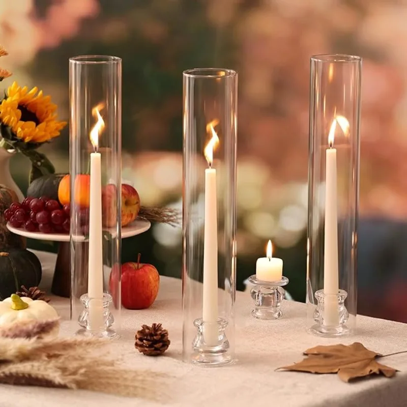Taper Candles with Windproof Cylinder Covers 12