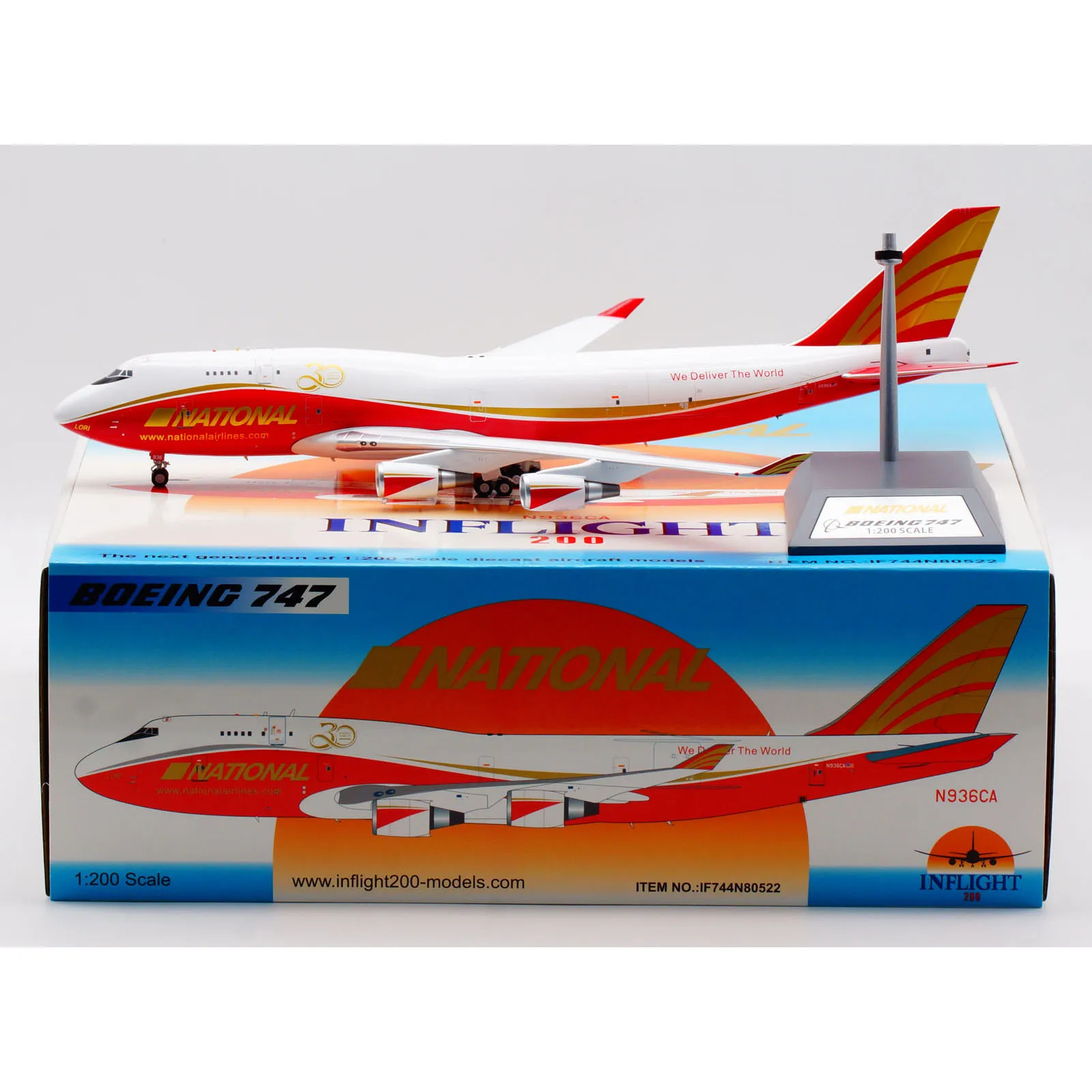 

IF744N80522 Alloy Collectible Plane Gift Inflight 1:200 National Airlines Boeing B747-400 Diecast Aircraft Jet Model N936CA