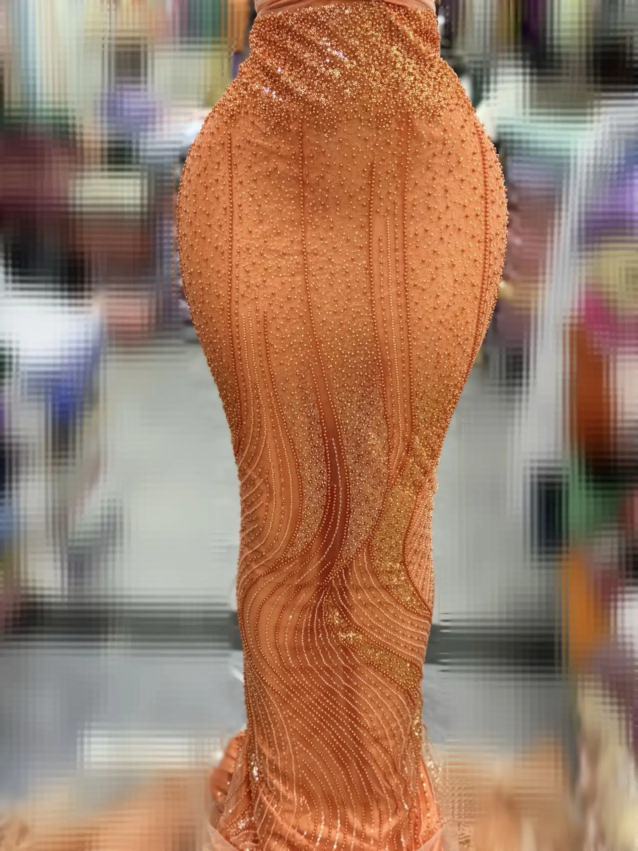 

Latest 2026 High Quality African Nigerian With Tulle Sewing Lace Fabric Guipure Embroidery Beads Dresses Sequins 5Yards DP0517