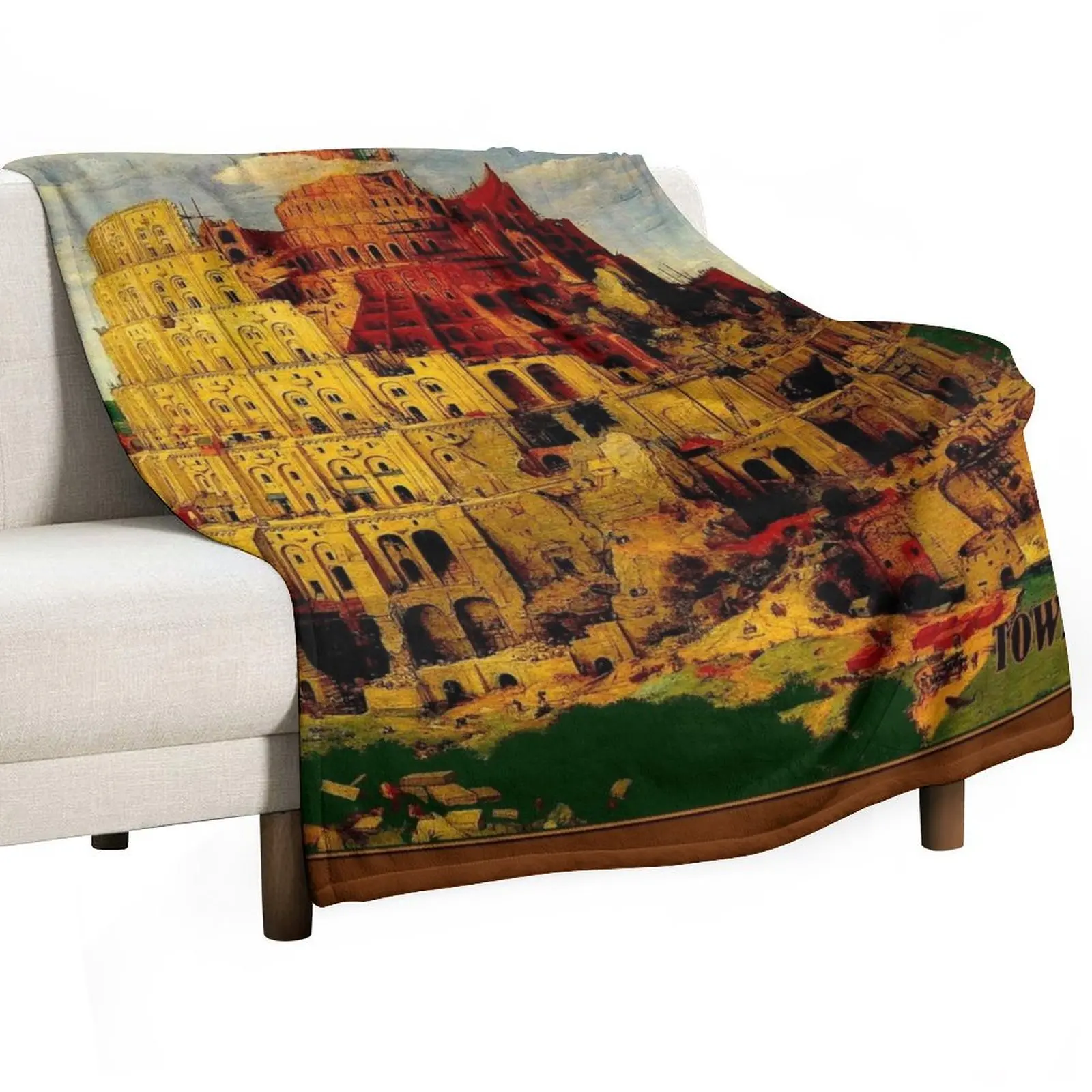 TOWER of BABEL : Vintage 1563 Old Testament Bible Print Throw Blanket funny gift Large For Decorative Sofa Thins Blankets