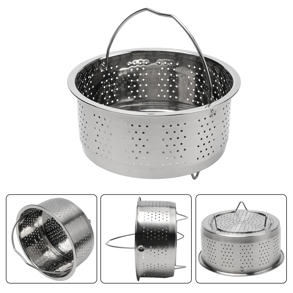 Pressure Cooker Steamer Basket, Stainless Steel Rice Cooker, Efficient Drainage, Sturdy Silicone Handle, Kitchen Essential