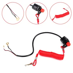 1Pc Boat Outboard Switch Engine Motor Lanyard Kill Urgent Stop Button Safety Connector Cord Compatible for Yamaha Suzuki Honda