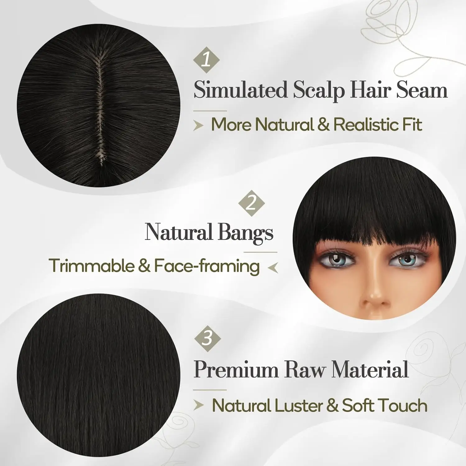 Synthetic 12 Inch Short Bob Black Wig With Bangs for Women Natural Looking Soft Hair Replacement Wigs Velma Kelly Halloween image 4