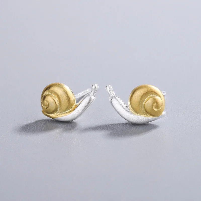 925 Sterling Silver Snail Stud Earrings For Women Ladies Designer Fine Jewelry High Quality  Items GaaBou Jewellery