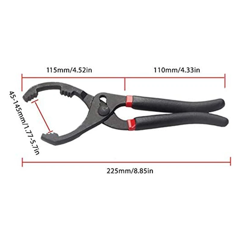 Adjustable Oil Filter Pliers - Wrench for Oil Filter Removal, 45mm to 145mm ﻿