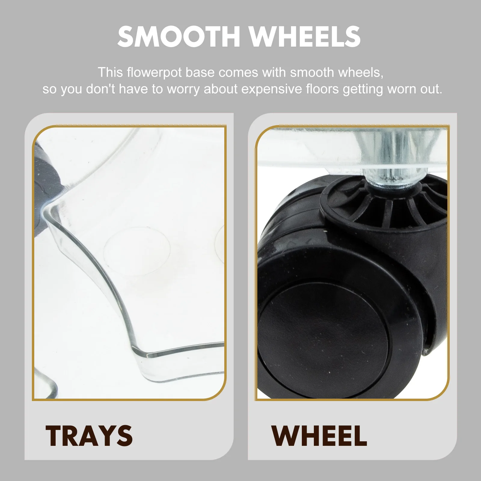 

Movable Flowerpot Base Thickened Rolling Plant Stand Smooth Swivel Wheels Heavy Duty Load Bearing Indoor Outdoor Garden Decor