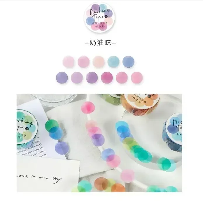 1Roll Round Decorative Scrapbooking Decorative Paper Gradient Circle Base Base diy candy polka dot Stickers Tape painting 14mm