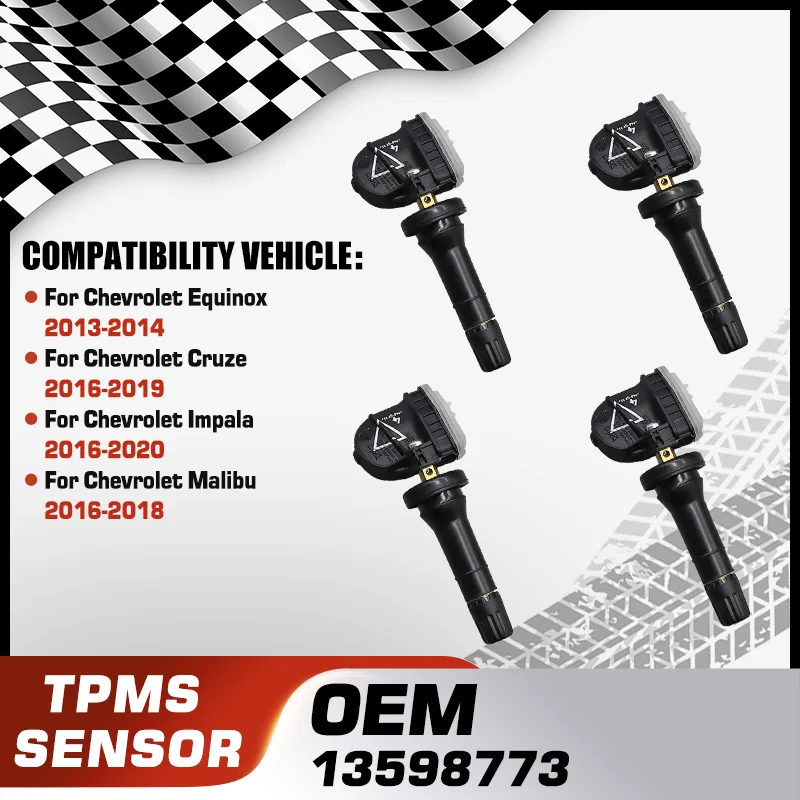 

For Chevrolet Equinox Chevrolet Cruze Chevrolet Impala Chevrolet Malibu Car Tire Pressure Sensor TPMS 13598773 13540606 433 MHz