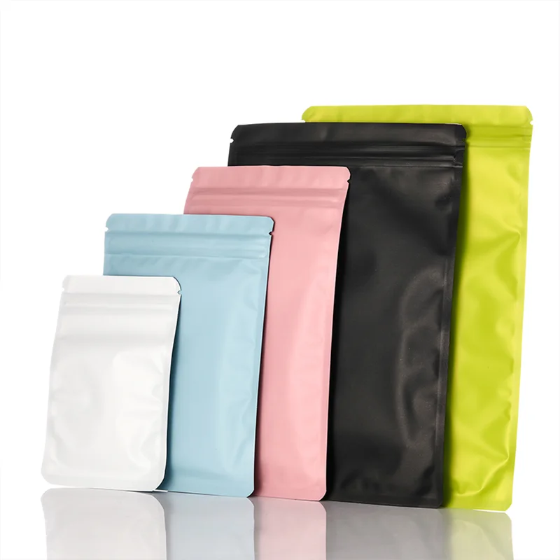 50 colorful flat bottom ziplock bags, frosted aluminum foil bags, plastic packaging bags, sealed bone bags, printed logo