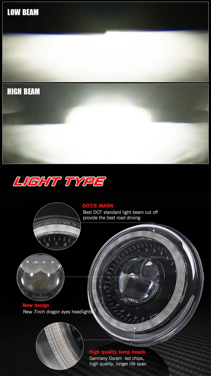 7 Inch LED Headlights Filed 4x4 Turn Signal Round HeadLight for Land Rover Defender Lada Niva 4X4 Uaz Hunter Mazda Miata MX5