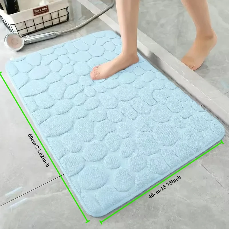 2025 New Memory Foam Embossed Velvet Carpet Bathroom Living Room Non-Slip Mat Cobblestone Floor Mat Home Furnishings