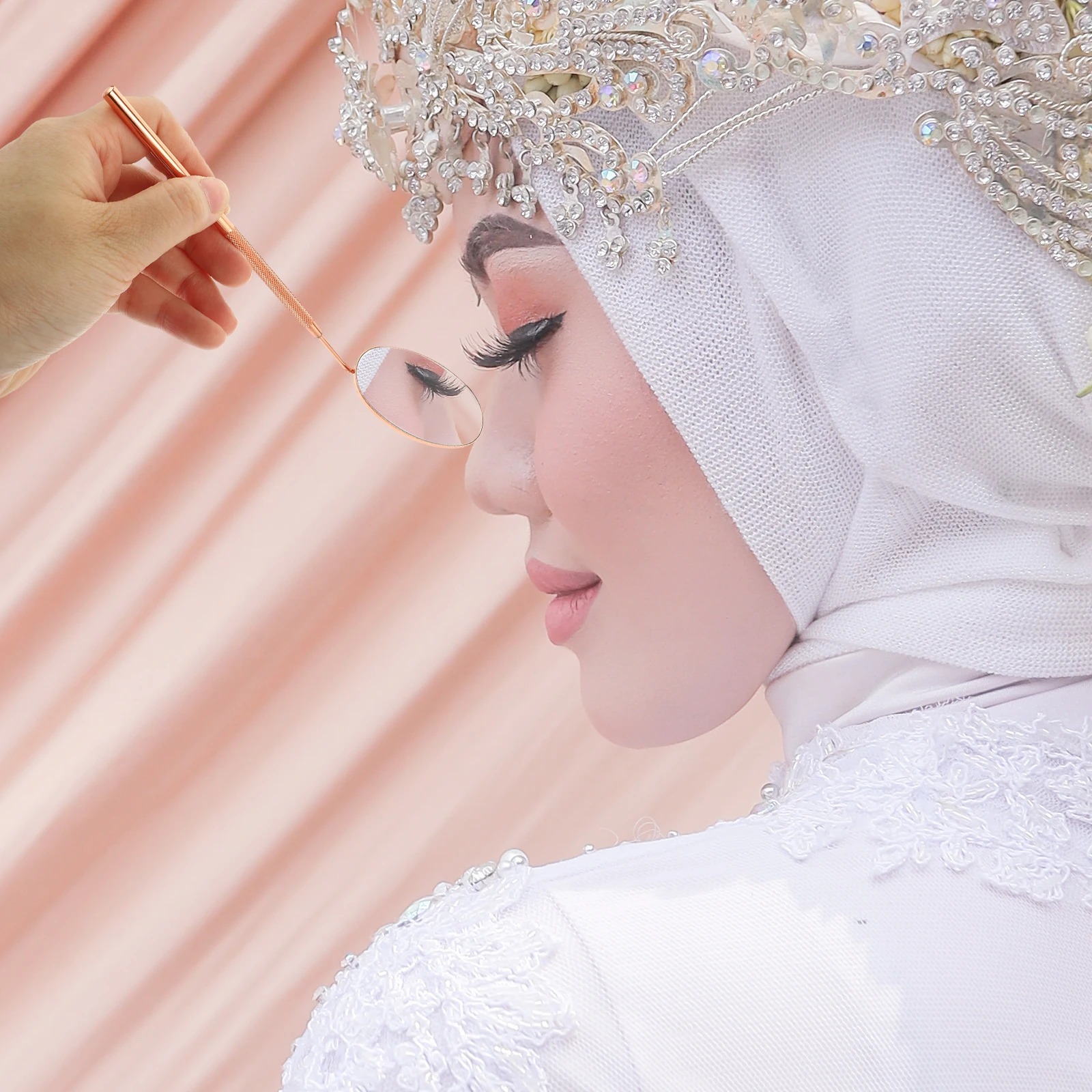 

Stainless Steel Lash Mirror Eyelash Extension Supplies Portable Makeup Mirror for Self-Checking Clear Inspection Lens