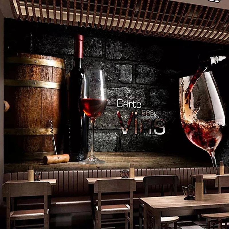 Custom 3D Wallpaper European Retro Red Wine Brick Western Restaurant Bar Winery Mural Living room sofa TV background bedroom 8d