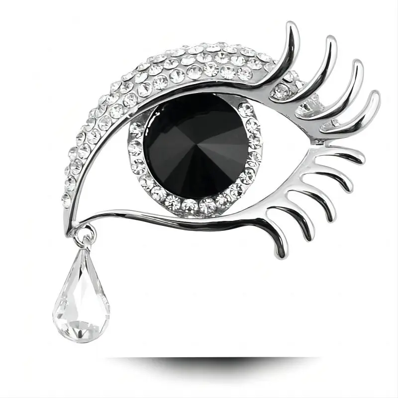 High Quality Crystal Rhinestones Blue Eye Brooch Pins Fashion Women's Dress Hat Shoes Decorated Jewelry image 6