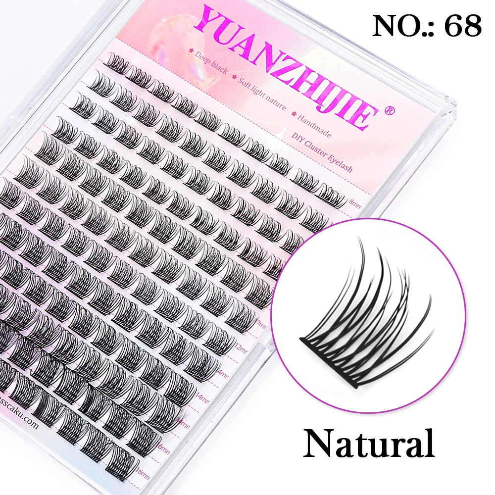 12 lijnen Super Pluizige YUANZHIJIE DIY Wimpers Cluster Individuele wimper Trossen Premium Materiaal Multi Puntige Natuurlijke Wimper