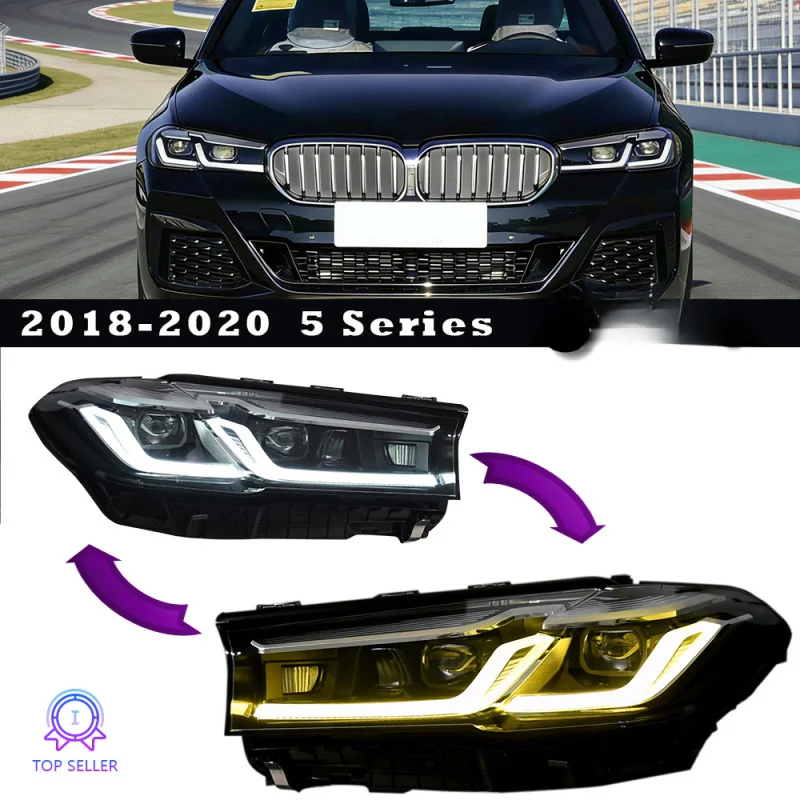 

Фара для BMW 5 серии G30 (2018-2020), модифицированная, с двойной цветовой LED-линзой (белый/черный), с функцией «четыре ближних/шесть дальних» света