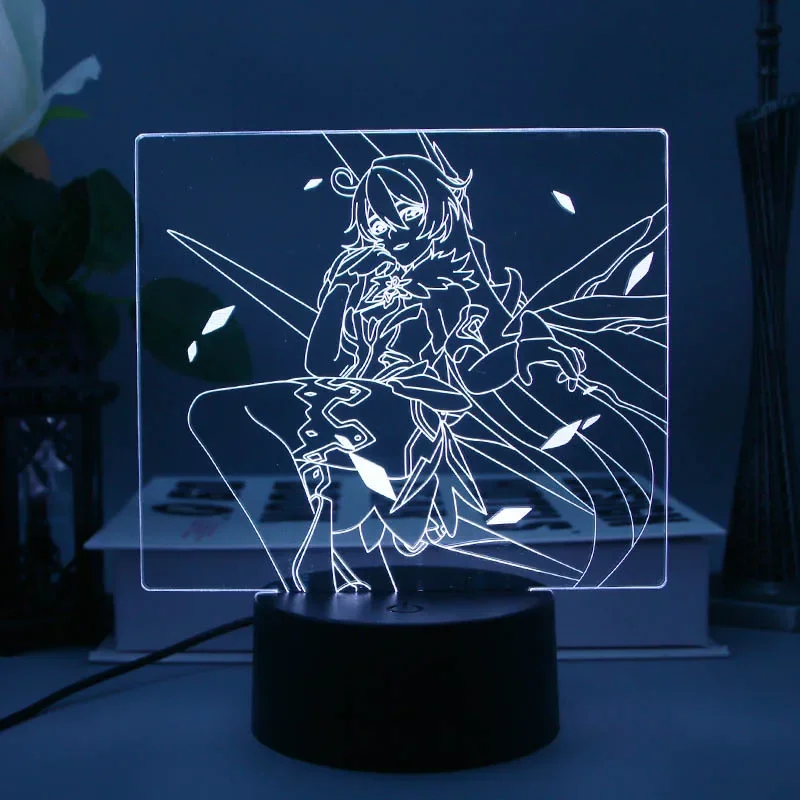 Honkai Impact 3 Night Lights Anime Figure Fu Hua Mobius Elysia Kiana Kaslana 3D LED Lamps for Bedroom Cute Room Decoration Light