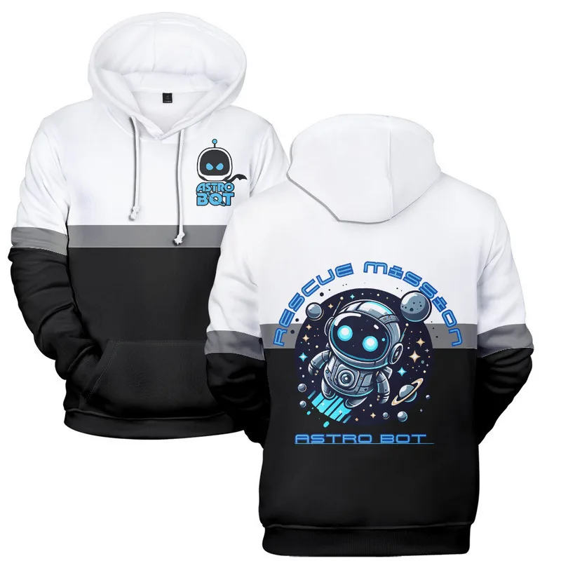 2025 Astro Bot Sweatshirt Space Robot Hooded 3D Digital Casual Adult Children's Clothing  Astro Bot Cosplay Hooded Sweatshirt