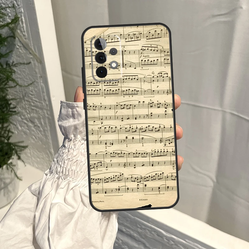 Music Score Musical Notes Case For Samsung Galaxy A54 A34 A52 A21S A12 A22 A32 A14 A13 A23 A33 A53 A73 A51 A71 Cover