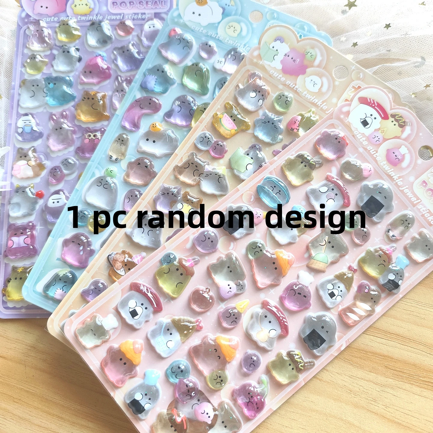 Japanese-Style Ghost 3D Relief Stickers (1 or 4 pcs) image