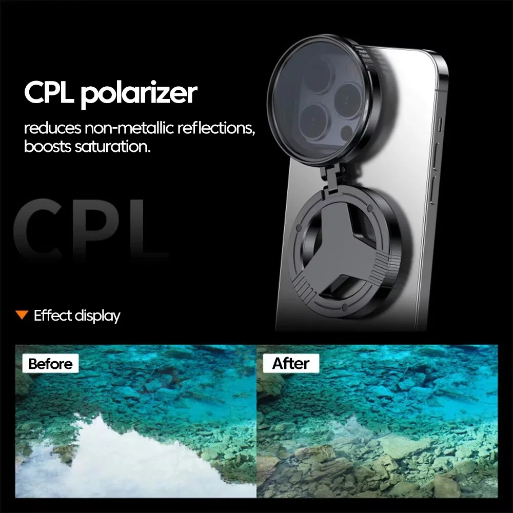 Support magnétique universel 52MM, filtre CPL circulaire, objectif d'appareil photo de téléphone, filtre polarisant pour téléphone Magsafe