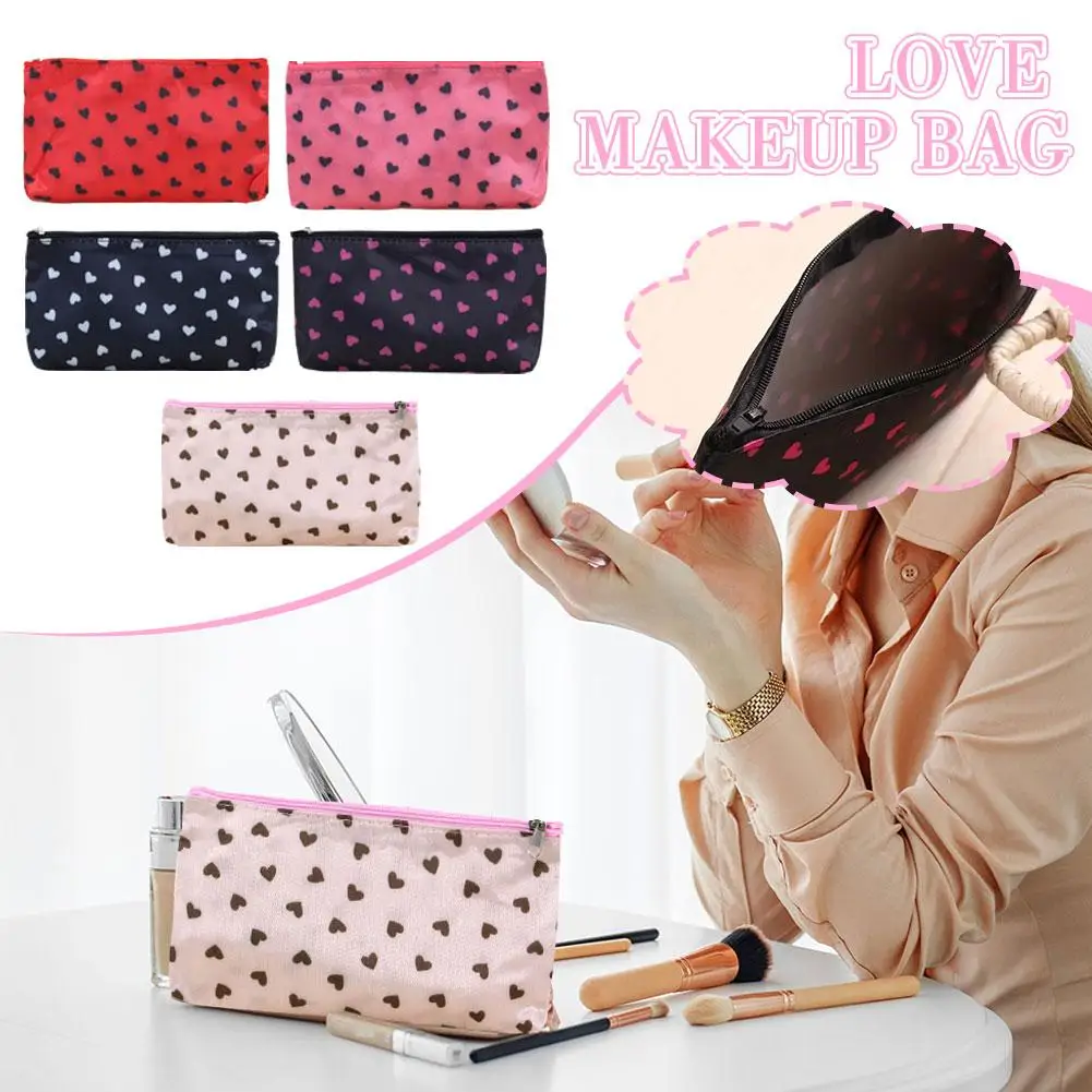 1pcs Women Cosmetic Bag Portable Cute Multifunction Makeup Zipper Toiletry Love Bags Holder Beauty Organizer Travel Pouch S9n4