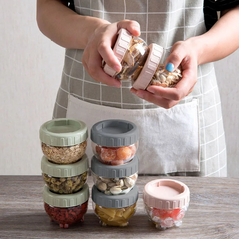 Kitchen Transparent Food Storage Container With Lids Durable Seal Pot Cereal Grain Bean Rice Sealed Plastic Milk Jar