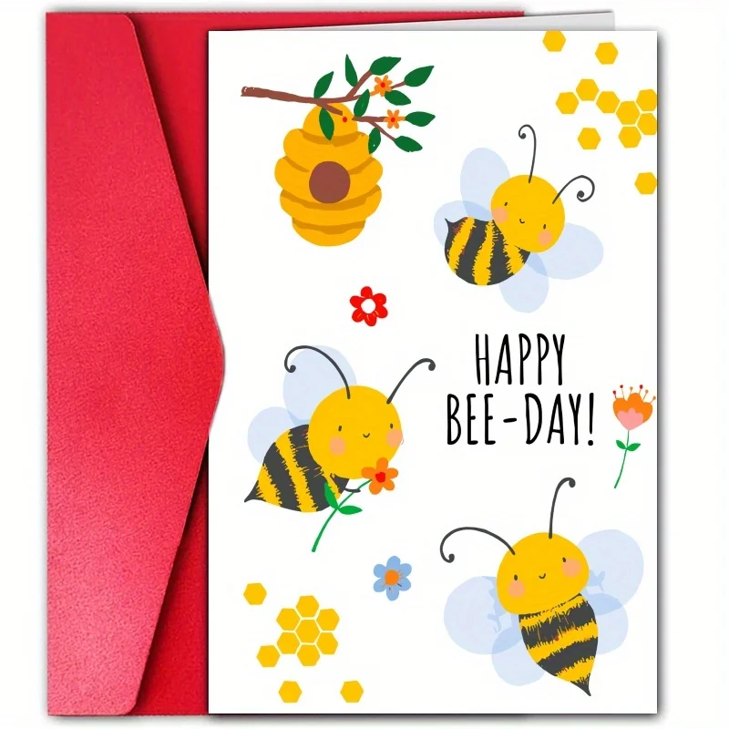 1pc, Happy Birthday Card, Cute Card, Funny Bee Birthday Card, Humorous Birthday Card, Happy Bee Day, Hilarious Pun Birthday Card