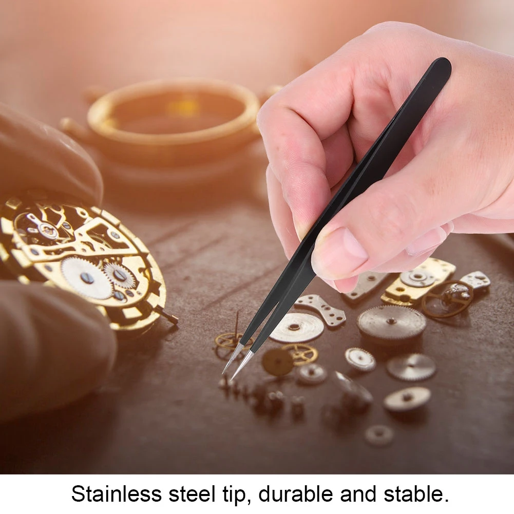 Accuracy Tweezers  Bag Set Stainless Steel Straight Ebow Anti Static Tool ESD Anti Static Accuracy Tweezers Tweezers
