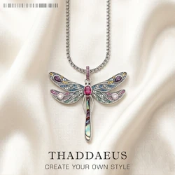 Colorful Dragonfly Pendant Link Chain Necklace Summer Brand New Fine Jewelry Europe 925 Sterling Silver Gift For Women