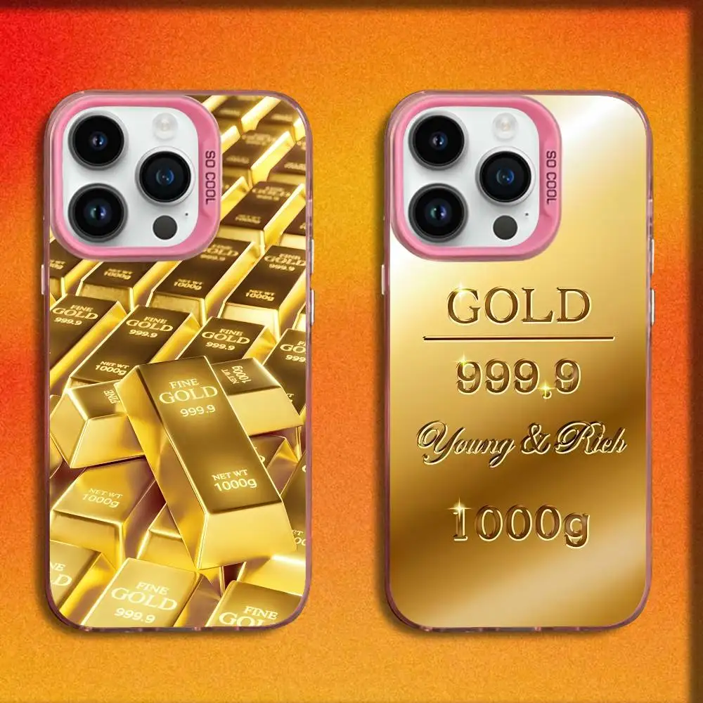 

Gold money art Phone Case For iPhone 17,16,15,14,13,12,Pro,Max,Plus,E,SE4,Air,Mini Pink IMD Box