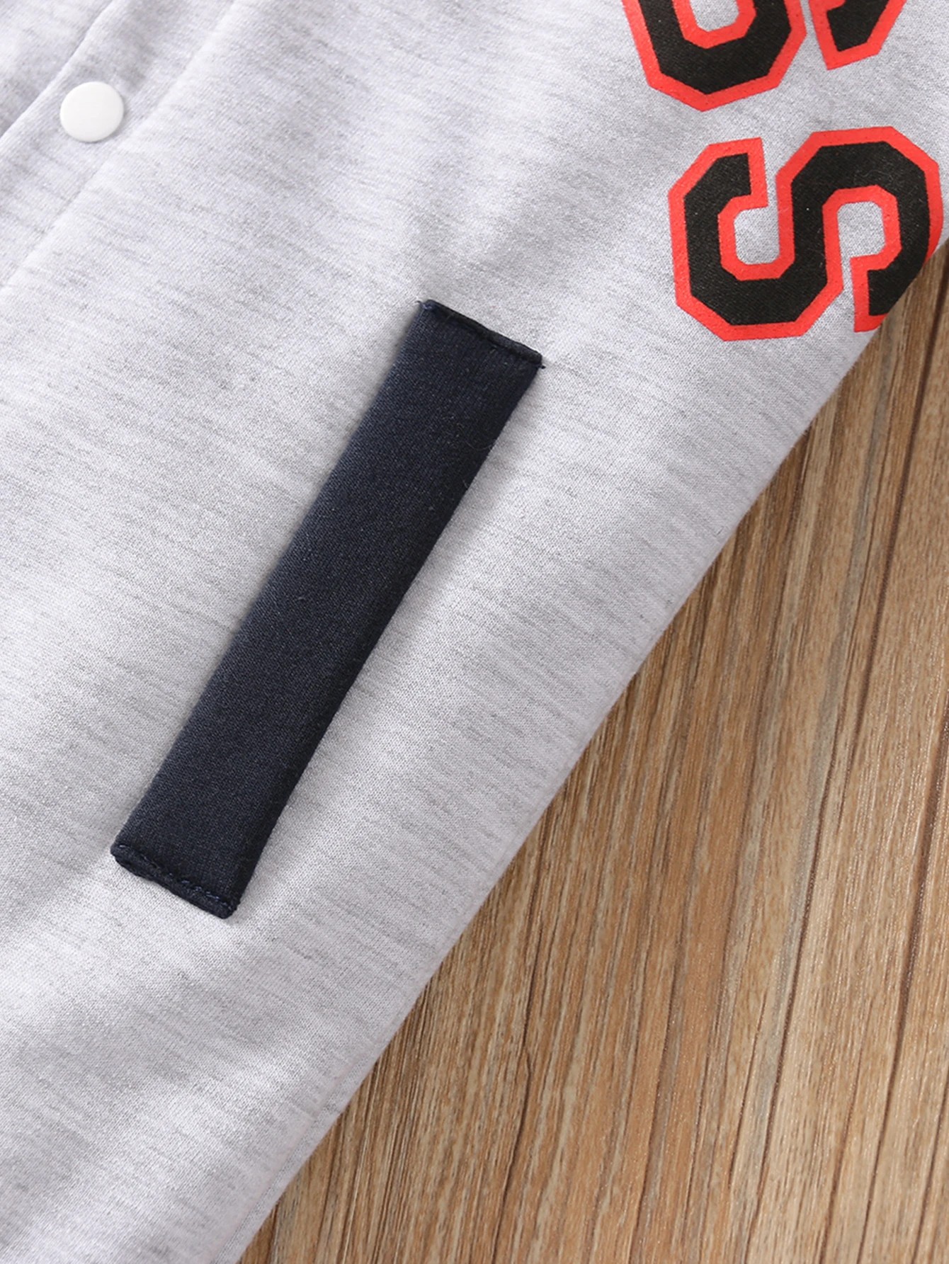 بذلة أطفال أولادي بأكمام طويلة مطبوعة بحروف ، رمادية ، رقبة مستديرة ، عصرية