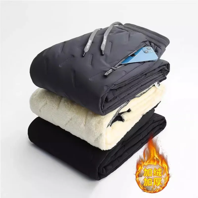 

Casual Pants Drawstring Elastic Waist Sweatpants Sports Clothes Baggy Winter Men's Clothing Man Warm Windproof Pants Y2k ﻿