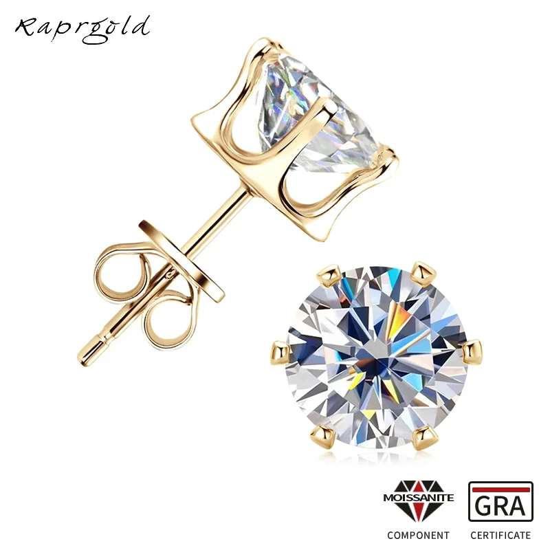 

RAPRGOLD GRA Certificate Moissanite Stud Earring For Women Men 925 Sterling Silver Piercing Exquisite Earring Ear Jewelry Gifts