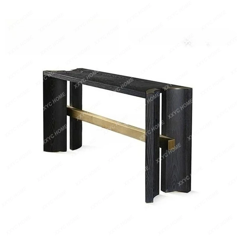 

LNew Light Luxury Solid Wood Entrance Table Entrance Foyer Wall Decorative Cabinet Creative Stainless Steel Strip Case