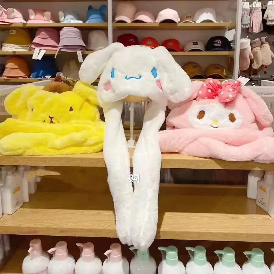 

Sanrio New ear hat Cinnamoroll Mymelody Kuromi Warm plush hat Big brim will move cute hat